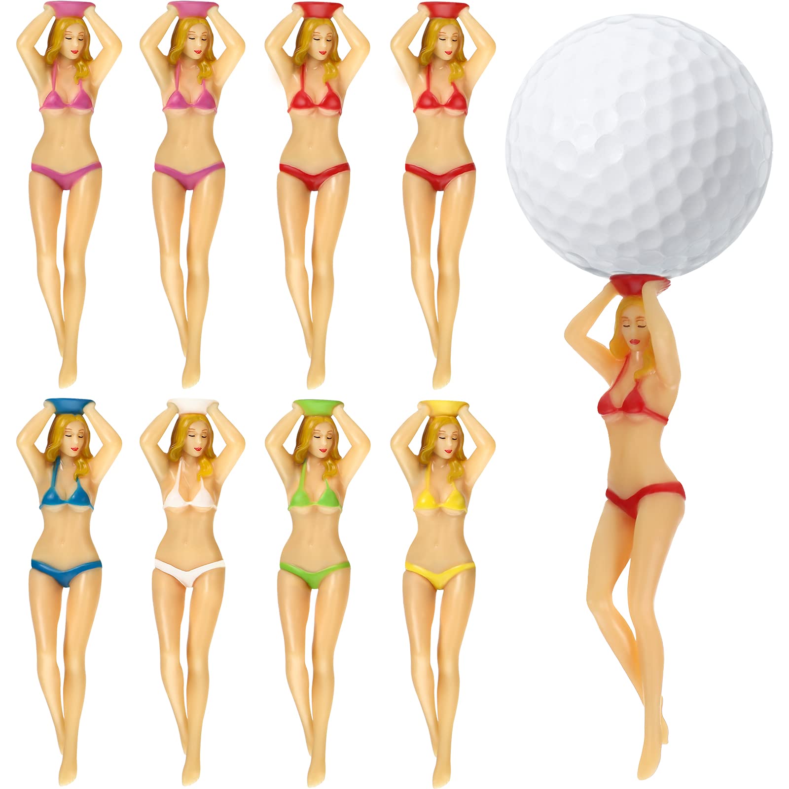 Sumind 8 Pcs Colored Golf Tees Funny Golf Tees 3 Inch Golf Practice Novelty Tees White Elephant Stocking Stuffer Gifts for Golfer Fun Gift