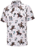 Mens Golf Polo Shirts Short Sleeve Dry Fit Funny Golf Polo Shirts for Men Cowboy Shirts for Men