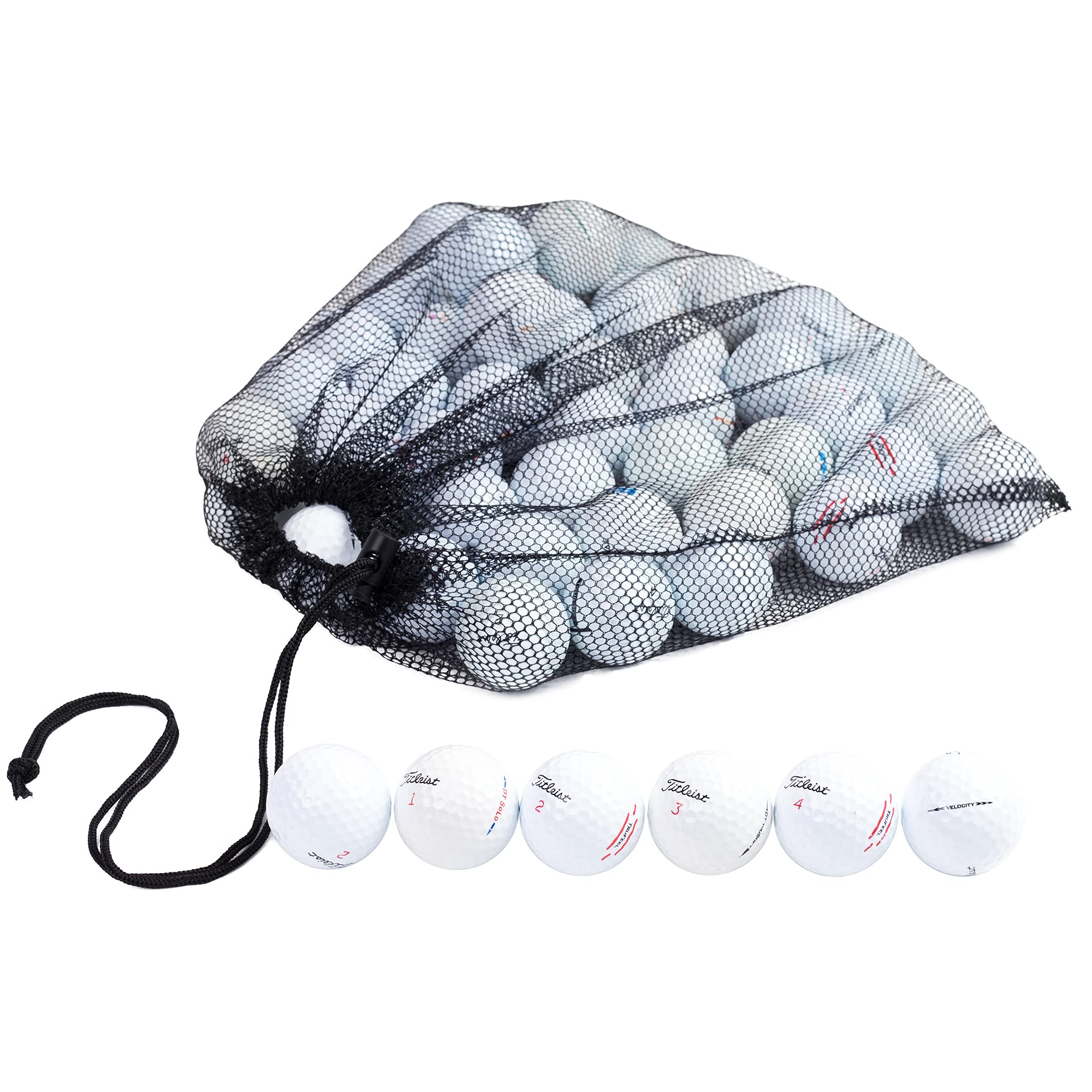 Clean Green Golf Balls 48 Recycled & Used Titleist Golf Balls Brand Bulk Mix - Used Golf Balls Bulk Good Condition - includes 48 Balls and Mesh Carrying Bag