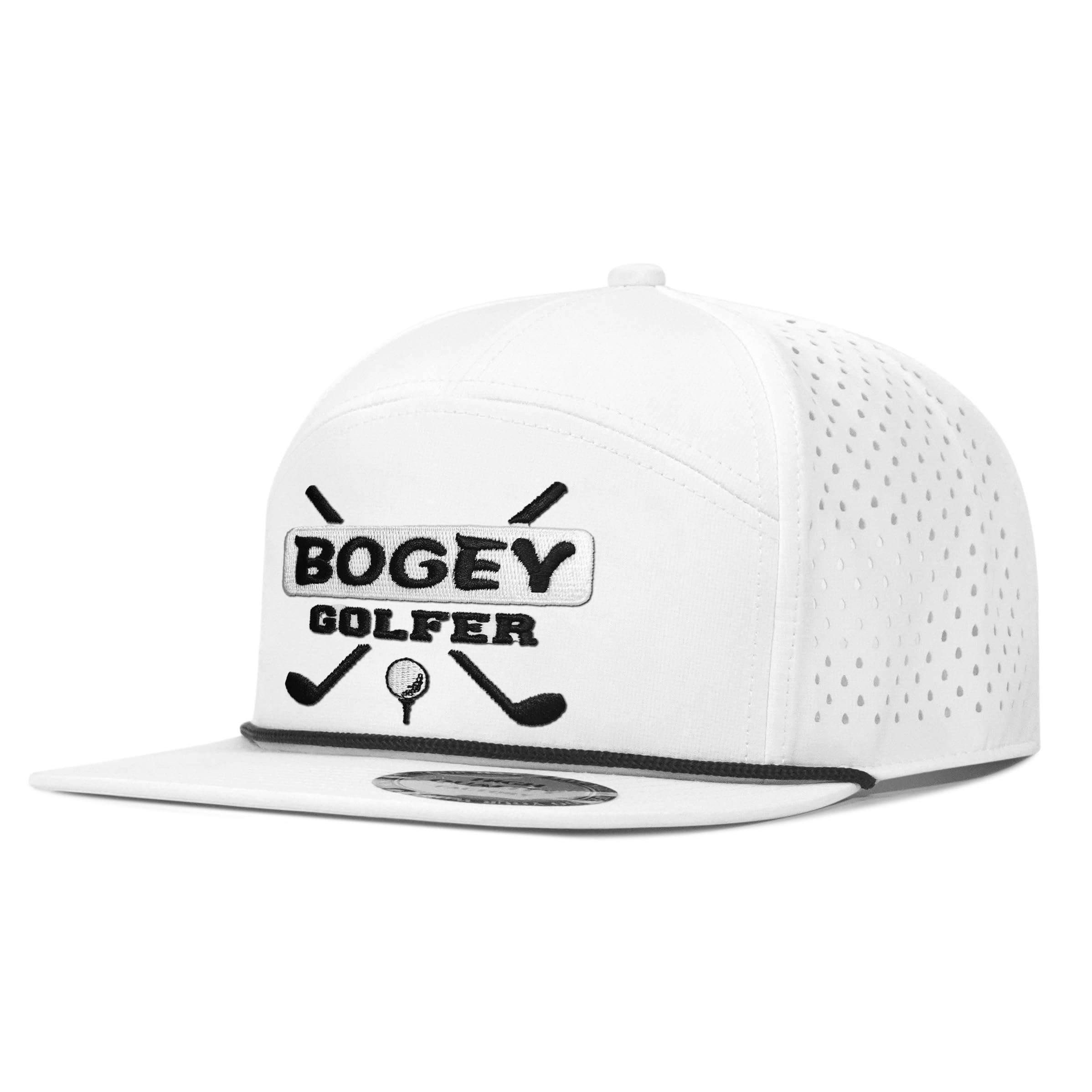 Clatnew Funny Golf Hats Funny Golf Gifts for MenGolf Rope Hat for MenFlat Bill Snapback Hat - White