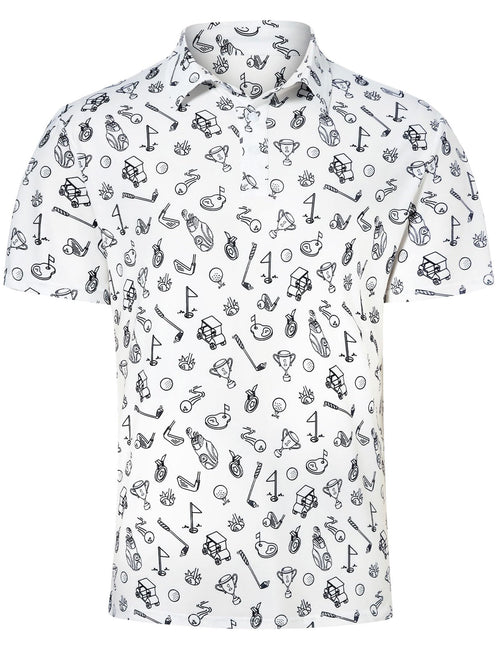 Adovigo Golf Shirts for Men White Baseball Polo T Shirts