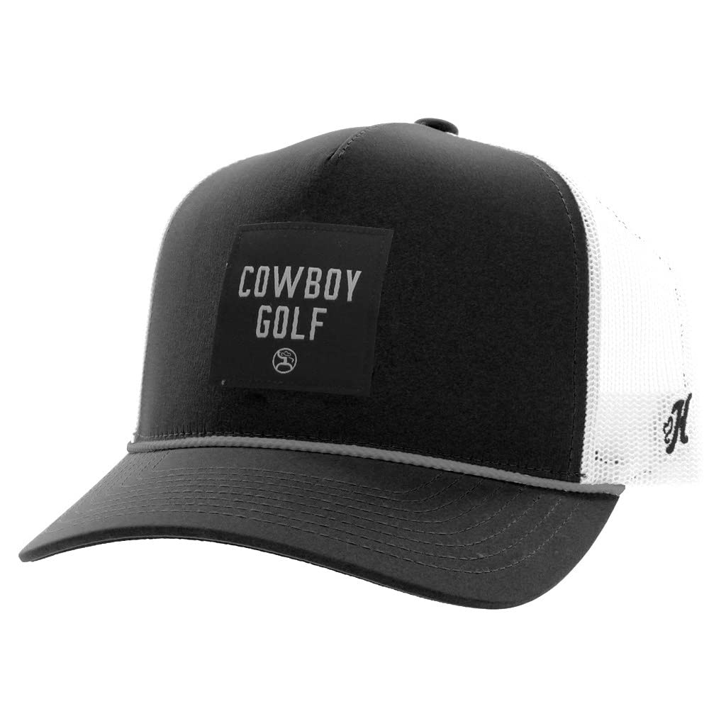 Hooey Mens Cowboy Golf Adjustable Snapback Hat Black/White