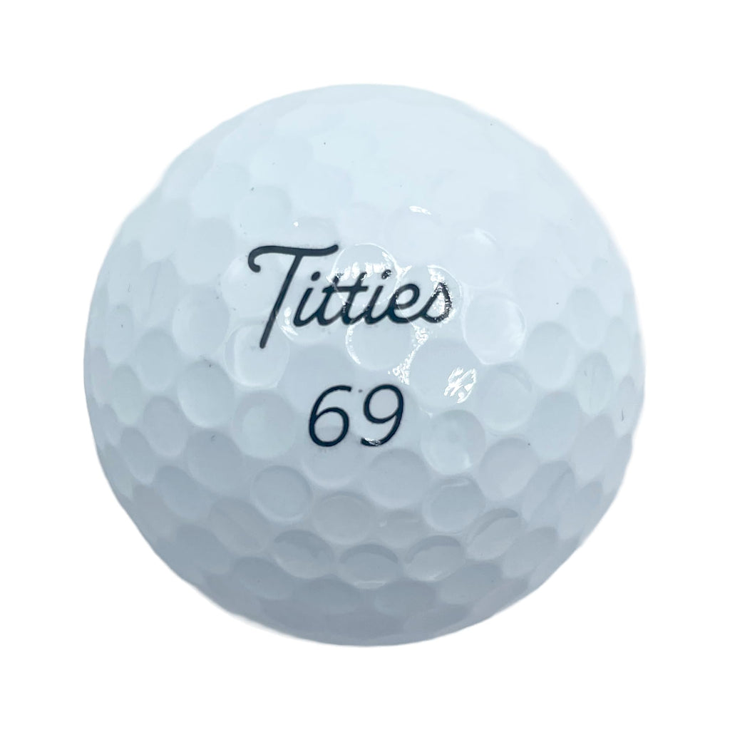 Fore Guys Titties 69 Premium Soft Feel 3-Piece Urethane Funny Novelty White Golf Balls with Putting Alignment [3-Pack Sleeve]